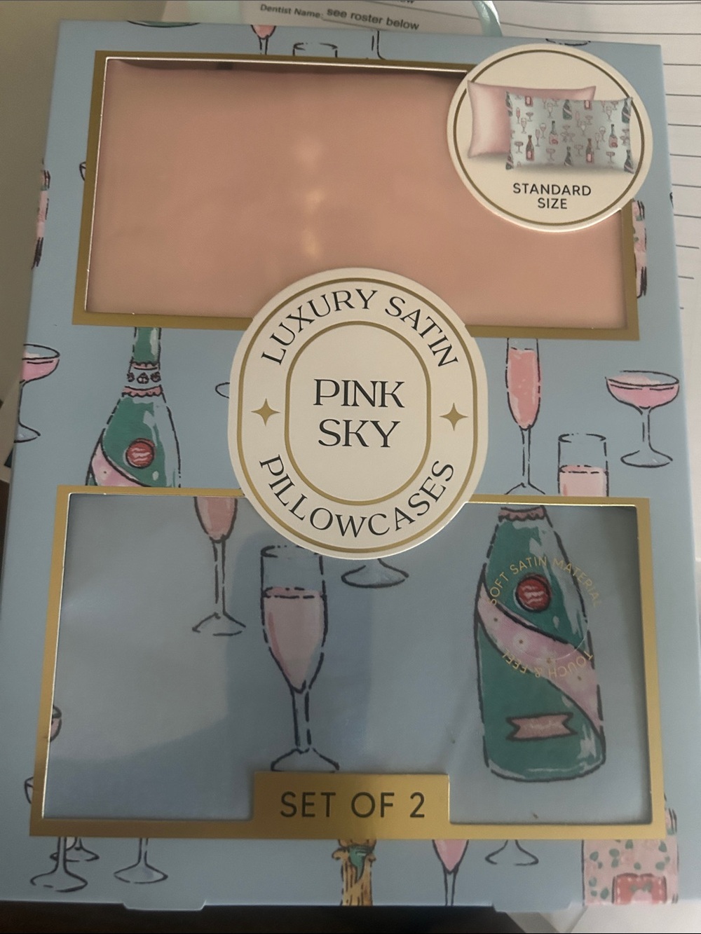 Luxury Satin Pillowcases Set of 2 – Pink & Blue standard size